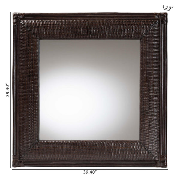 Bali & Pari Candela Square Rattan Wall Mirror Handwoven Boho Accent for Living Room