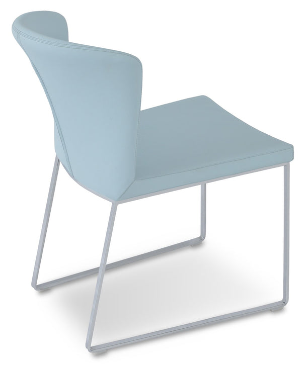 Soho Concept Capri Chair Sled Base Dining Chair - Camira Era Fabric, 10-year Guarantee, Stylish White Boucle Blue  Soho-concept-dining-chair-01760
