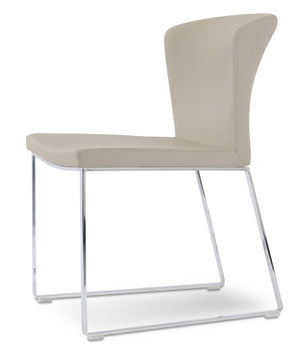 Soho Concept Capri Chair Sled Base Dining Chair - Camira Era Fabric, 10-year Guarantee, Stylish White Boucle   Soho-concept-dining-chair-01750