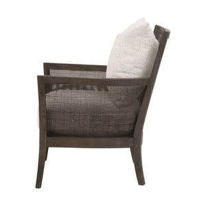 Essentials For Living Caris Club Chair - Timeless Modern Design With Comfort, Rattan Accents, And Easy-care Upholstery Livesmart Gellar,Linen,Matte Brown Oak & Cane Rattan,Solid Oak Wood,Plywood 6646.Lglin/Mbo