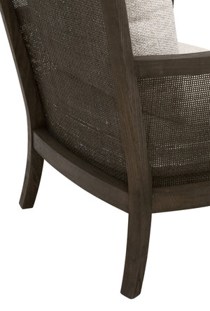 Essentials For Living Caris Club Chair - Timeless Modern Design With Comfort, Rattan Accents, And Easy-care Upholstery Livesmart Gellar,Linen,Matte Brown Oak & Cane Rattan,Solid Oak Wood,Plywood 6646.Lglin/Mbo