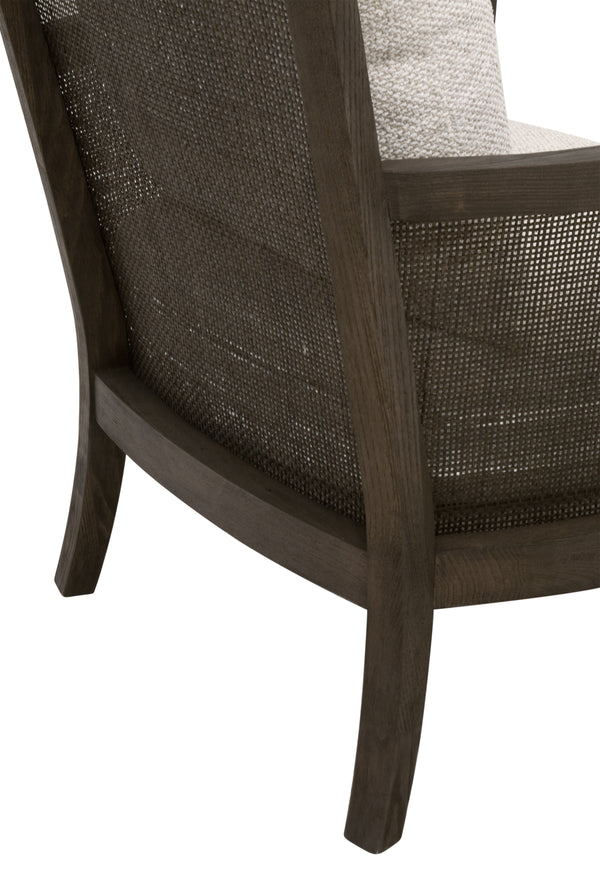 Essentials For Living Caris Club Chair - Timeless Modern Design With Comfort, Rattan Accents, And Easy-care Upholstery Livesmart Gellar,Linen,Matte Brown Oak & Cane Rattan,Solid Oak Wood,Plywood 6646.Lglin/Mbo