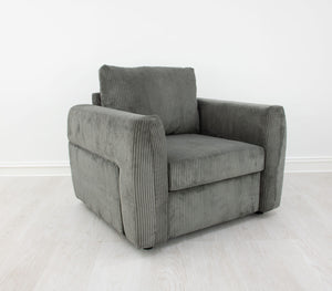 Zeugma Carla Armchair: Luxurious Soft Striped Grey Velvet Seating With Channel Tufting And Metal Base   Nc1608 Carla Ash