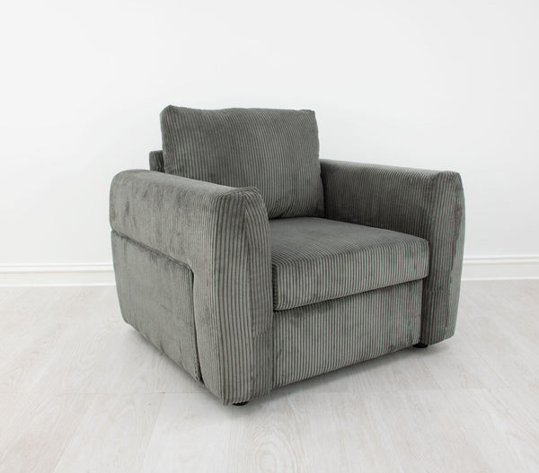Zeugma Carla Armchair: Luxurious Soft Striped Grey Velvet Seating With Channel Tufting And Metal Base   Nc1608 Carla Ash