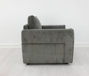 Zeugma Carla Armchair: Luxurious Soft Striped Grey Velvet Seating With Channel Tufting And Metal Base   Nc1608 Carla Ash