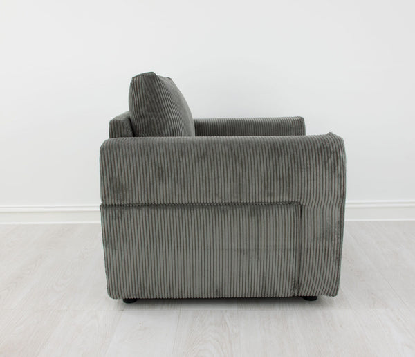 Zeugma Carla Armchair: Luxurious Soft Striped Grey Velvet Seating With Channel Tufting And Metal Base   Nc1608 Carla Ash
