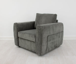 Zeugma Carla Armchair: Luxurious Soft Striped Grey Velvet Seating With Channel Tufting And Metal Base   Nc1608 Carla Ash