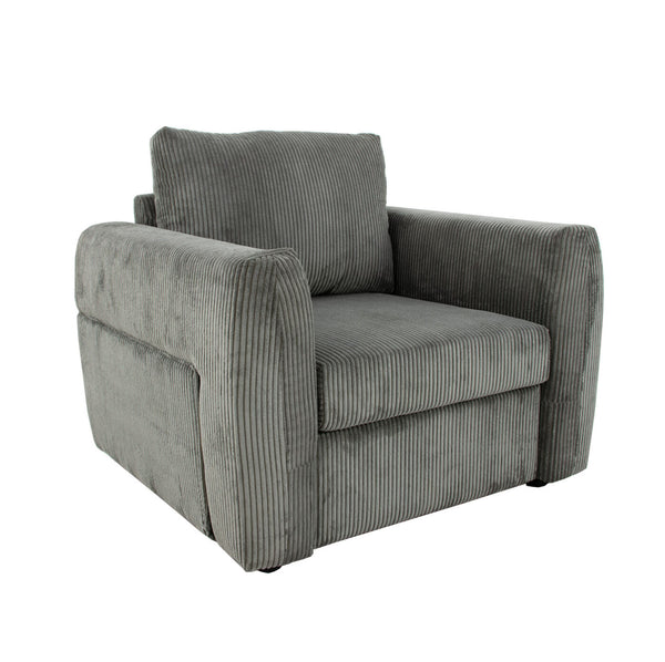 Zeugma Carla Armchair: Luxurious Soft Striped Grey Velvet Seating With Channel Tufting And Metal Base   Nc1608 Carla Ash