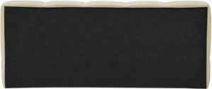 Meridian Furniture Carlin Channel Tufted Full Bed Chenille Upholstered Low Profile Contemporary Bedroom Frame Beige CarlinBeige-F