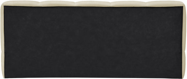 Meridian Furniture Carlin Channel Tufted Full Bed Chenille Upholstered Low Profile Contemporary Bedroom Frame Beige CarlinBeige-F