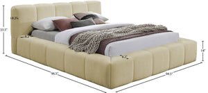 Meridian Furniture Carlin Channel Tufted King Bed Chenille Upholstered Architectural Headboard for Modern Bedroom Beige CarlinBeige-K