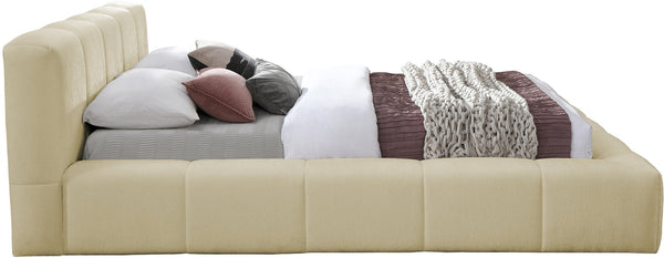 Meridian Furniture Carlin Channel Tufted King Bed Chenille Upholstered Architectural Headboard for Modern Bedroom Beige CarlinBeige-K