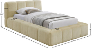 Meridian Furniture Carlin Channel Tufted Twin Bed Chenille Upholstered Frame for Modern Contemporary Bedrooms Beige CarlinBeige-T