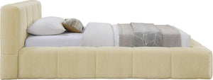 Meridian Furniture Carlin Channel Tufted Twin Bed Chenille Upholstered Frame for Modern Contemporary Bedrooms Beige CarlinBeige-T