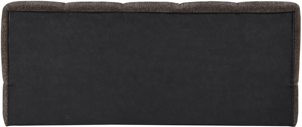 Meridian Furniture Carlin Queen Platform Bed Chenille Upholstered Channel Tufted Contemporary Bedroom Frame Brown CarlinBrown-Q