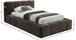 Meridian Furniture Carlin Channel Tufted Twin Bed Chenille Upholstered Frame for Modern Contemporary Bedrooms Brown CarlinBrown-T