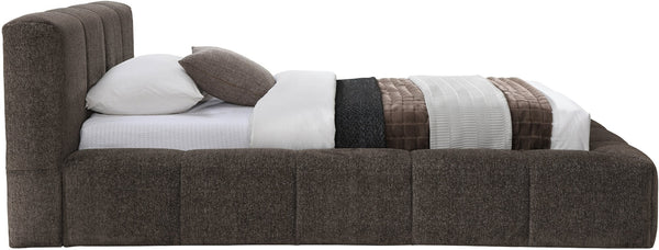 Meridian Furniture Carlin Channel Tufted Twin Bed Chenille Upholstered Frame for Modern Contemporary Bedrooms Brown CarlinBrown-T