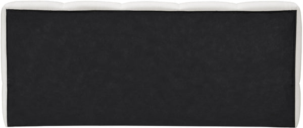 Meridian Furniture Carlin Queen Platform Bed Chenille Upholstered Channel Tufted Contemporary Bedroom Frame Cream CarlinCream-Q