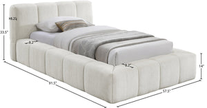 Meridian Furniture Carlin Channel Tufted Twin Bed Chenille Upholstered Frame for Modern Contemporary Bedrooms Cream CarlinCream-T