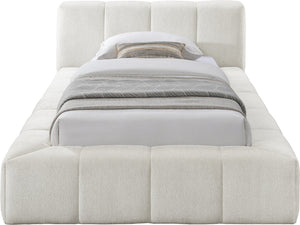 Meridian Furniture Carlin Channel Tufted Twin Bed Chenille Upholstered Frame for Modern Contemporary Bedrooms Cream CarlinCream-T