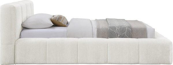 Meridian Furniture Carlin Channel Tufted Twin Bed Chenille Upholstered Frame for Modern Contemporary Bedrooms Cream CarlinCream-T