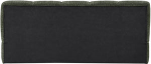 Meridian Furniture Carlin Channel Tufted Full Bed Chenille Upholstered Low Profile Contemporary Bedroom Frame Olive CarlinOlive-F