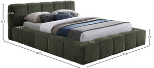 Meridian Furniture Carlin Channel Tufted King Bed Chenille Upholstered Architectural Headboard for Modern Bedroom Olive CarlinOlive-K
