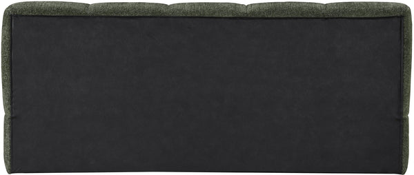 Meridian Furniture Carlin Queen Platform Bed Chenille Upholstered Channel Tufted Contemporary Bedroom Frame Olive CarlinOlive-Q