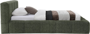 Meridian Furniture Carlin Channel Tufted Twin Bed Chenille Upholstered Frame for Modern Contemporary Bedrooms Olive CarlinOlive-T