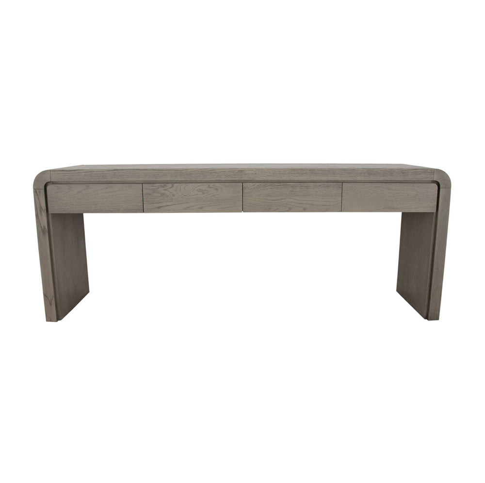 Zeugma Carmel Large Console Table - Modern Dark Grey Solid Wood With 4 Spacious Drawers For Stylish Storage Modern Dark Grey Finish Solid Wood Carmel Console Table