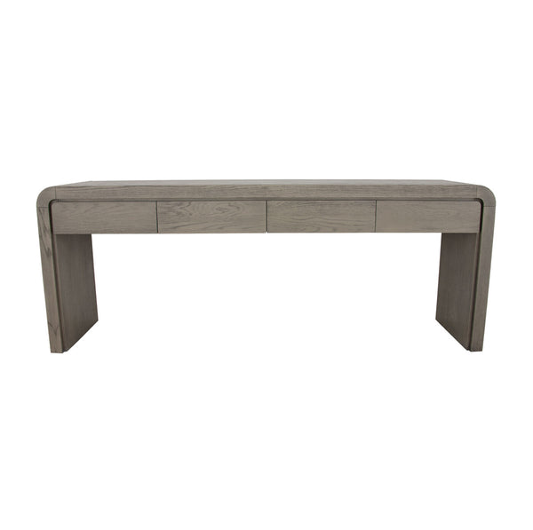 Zeugma Carmel Large Console Table - Modern Dark Grey Solid Wood With 4 Spacious Drawers For Stylish Storage Modern Dark Grey Finish Solid Wood Carmel Console Table