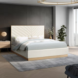 Casa Cream Vegan Leather King Bed CasaCream-K Meridian Furniture