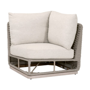 Essentials For Living Caspian Outdoor Modular Corner Sofa - Coastal-inspired Design With Durable Teak And Ecru Weave Cushions Taupe Oval Rope,Performance Ecru Weave,Washed Ever Teak Solid Teak Wood 6863-crn.Tau/Ecr/W-et