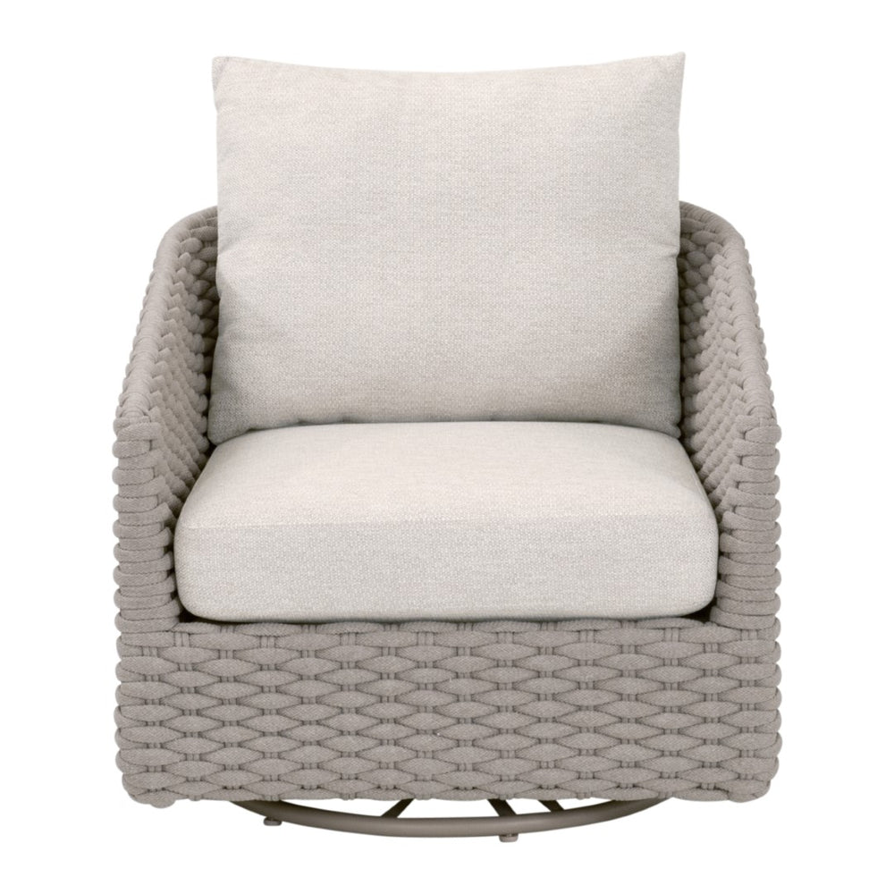 Essentials For Living Caspian Outdoor Swivel Rocker Sofa Chair - Durable, Coastal-inspired Design With Comfort & Style Taupe Oval Rope,Performance Ecru Weave Aluminum 6863-1srck.Tau/Ecr
