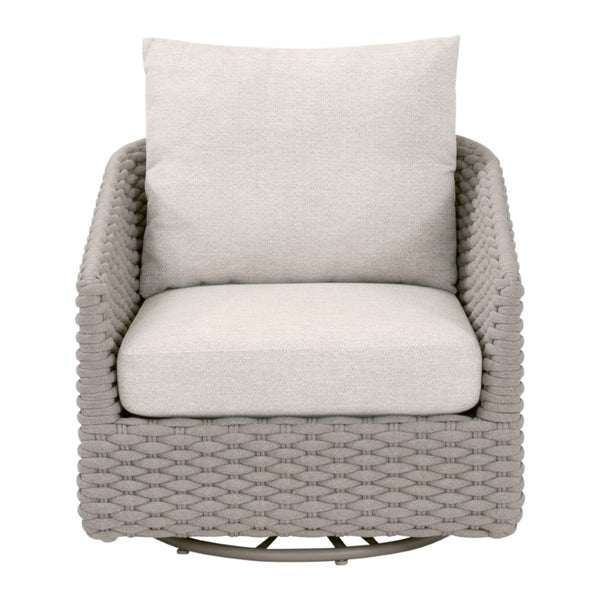 Essentials For Living Caspian Outdoor Swivel Rocker Sofa Chair - Durable, Coastal-inspired Design With Comfort & Style Taupe Oval Rope,Performance Ecru Weave Aluminum 6863-1srck.Tau/Ecr