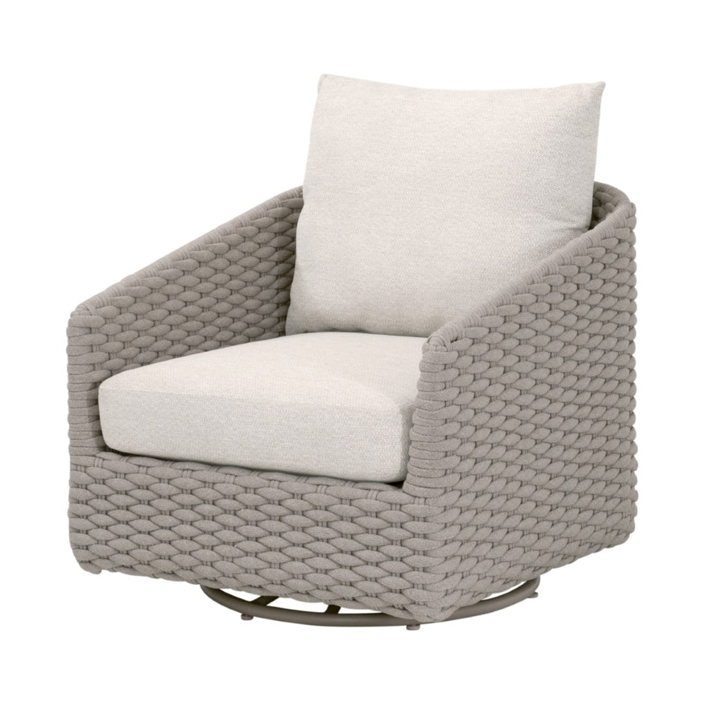 Essentials For Living Caspian Outdoor Swivel Rocker Sofa Chair - Durable, Coastal-inspired Design With Comfort & Style Taupe Oval Rope,Performance Ecru Weave Aluminum 6863-1srck.Tau/Ecr