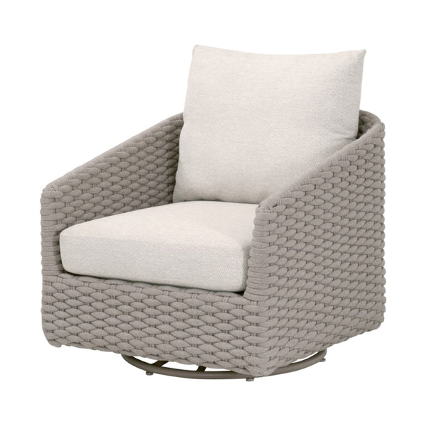 Essentials For Living Caspian Outdoor Swivel Rocker Sofa Chair - Durable, Coastal-inspired Design With Comfort & Style Taupe Oval Rope,Performance Ecru Weave Aluminum 6863-1srck.Tau/Ecr