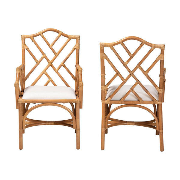 Bali & Pari Cedric Handcrafted Rattan Dining Armchair Set with Cushioned Seats
