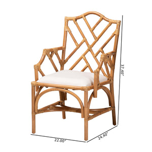 Bali & Pari Cedric Handcrafted Rattan Dining Armchair Set with Cushioned Seats