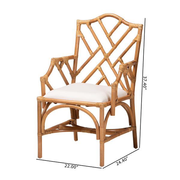 Bali & Pari Cedric Handcrafted Rattan Dining Armchair Set with Cushioned Seats