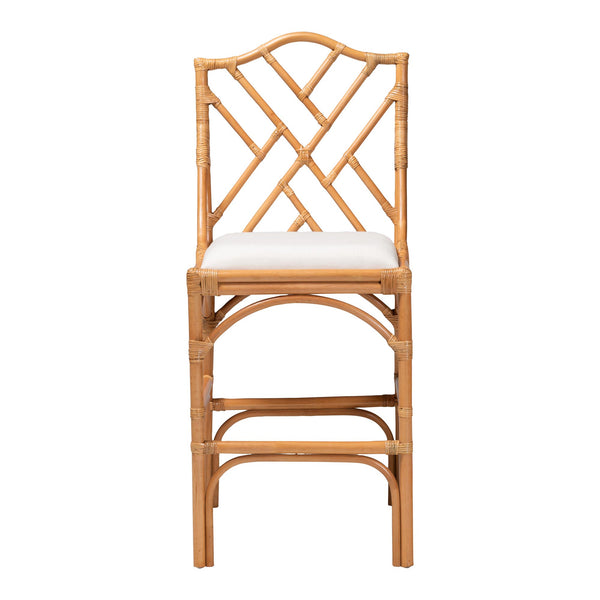 Bali & Pari Cedric Handcrafted Rattan Wingback Barstool with Cushioned Seat