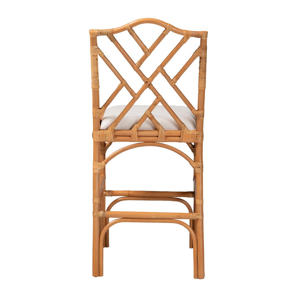 Bali & Pari Cedric Handcrafted Rattan Wingback Barstool with Cushioned Seat