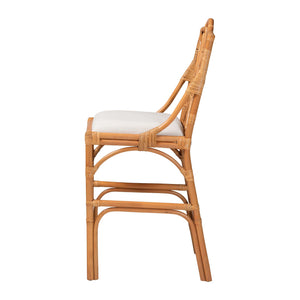 Bali & Pari Cedric Handcrafted Rattan Wingback Barstool with Cushioned Seat