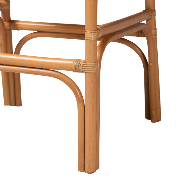 Bali & Pari Cedric Handcrafted Rattan Wingback Barstool with Cushioned Seat