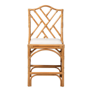 Bali & Pari Cedric Handcrafted Rattan Counter Stool with Cushioned Wingback Seat