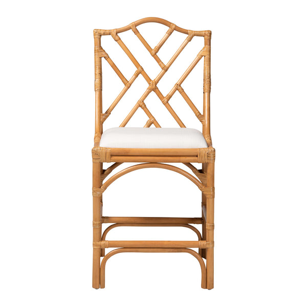 Bali & Pari Cedric Handcrafted Rattan Counter Stool with Cushioned Wingback Seat