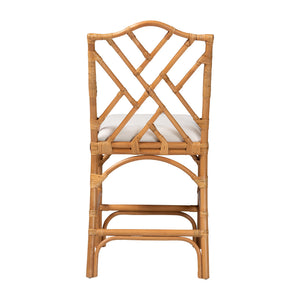 Bali & Pari Cedric Handcrafted Rattan Counter Stool with Cushioned Wingback Seat