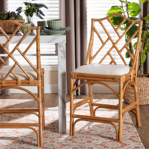 Bali & Pari Cedric Handcrafted Rattan Counter Stool with Cushioned Wingback Seat