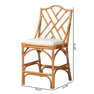Bali & Pari Cedric Handcrafted Rattan Counter Stool with Cushioned Wingback Seat