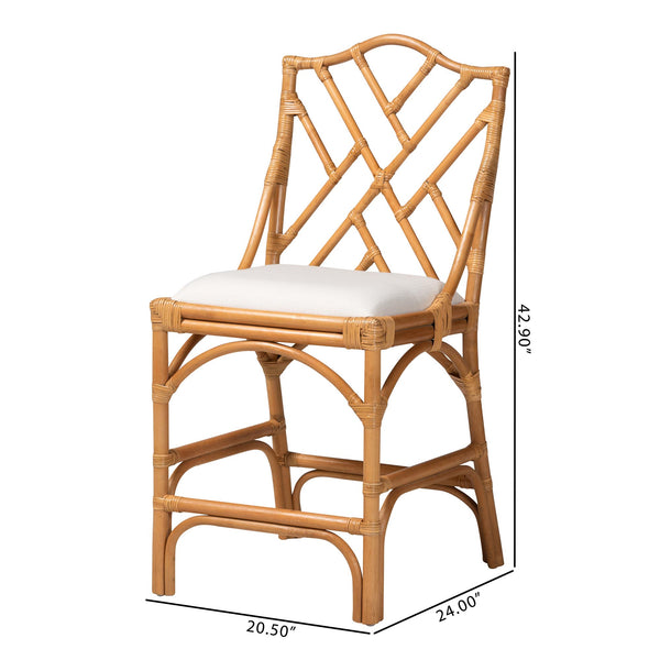 Bali & Pari Cedric Handcrafted Rattan Counter Stool with Cushioned Wingback Seat
